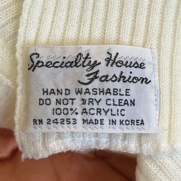 Vintage 60s/70s white acrylic white ribbed turtleneck dickie that zips up back - Picture 4 of 4